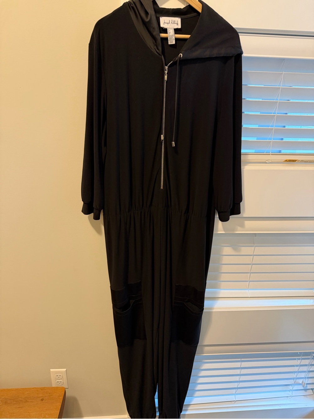 Joseph Ribkoff Black Hooded Zip-Front Jumpsuit